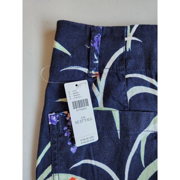 NWT Maeve The Colette Cropped Wide-Leg Linen Pants Sz 27 Tall Blue Floral #7E405 - Picture 5 of 11